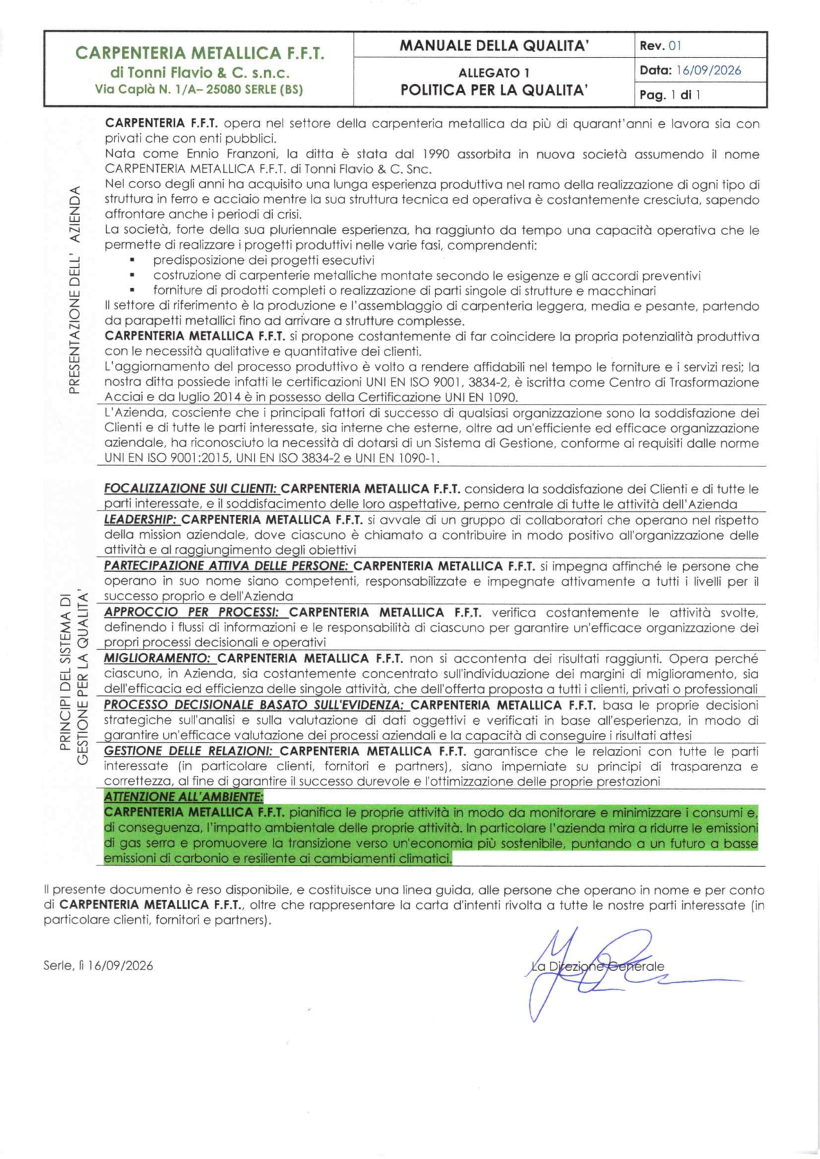 Politica per la Qualità